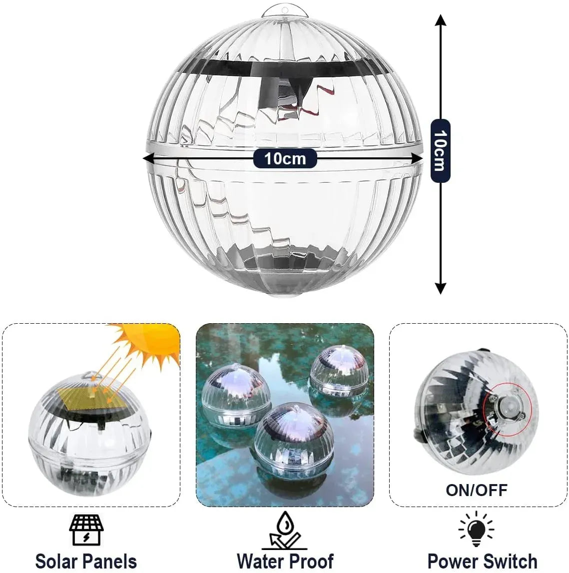 Solar-Powered LED Floating Pool Light