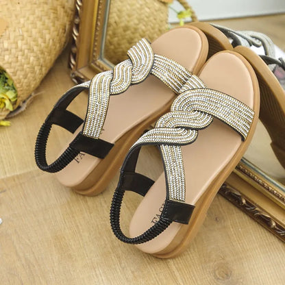 Anti-skid Soft Sole Rhinestone Wedge Heel Sandals