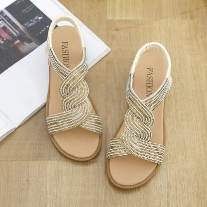 Anti-skid Soft Sole Rhinestone Wedge Heel Sandals